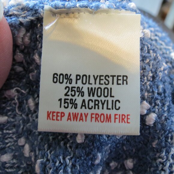 Veronique Denim Blue/White Slub Funnel Neck Sweater Poly & Wool Ireland Size 14 - Picture 10 of 11